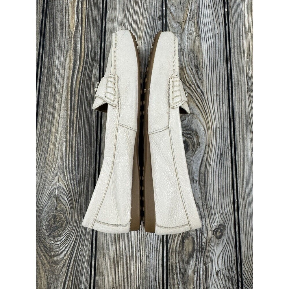 COACH Driving Loafers Fredrica Pebbled Leather Ivory Flats Slip On Womens 8B - Picture 3 of 12